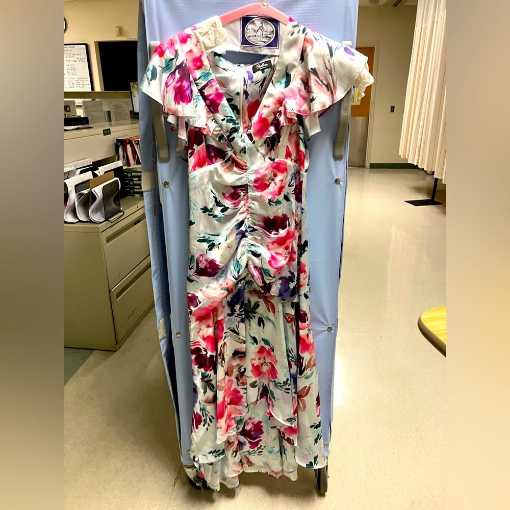 Parker Black silk floral dress
